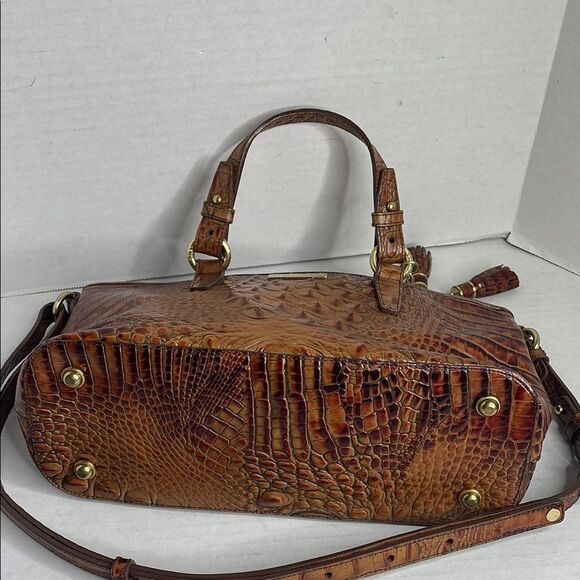 Brahmin Asher Toasted Almond Crocodile Embossed Satchel Shoulder Bag - Picture 11 of 14